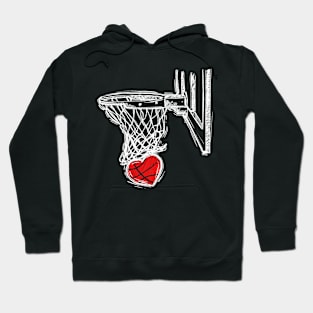 Basketball Valentines Day Love Heart Hoops Romance College Hoodie